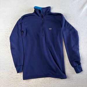 Patagonia Capilene Quarter Zip Pullover Mens Small Navy Blue Vintage Made in USA